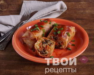 Постные голубцы с грибами