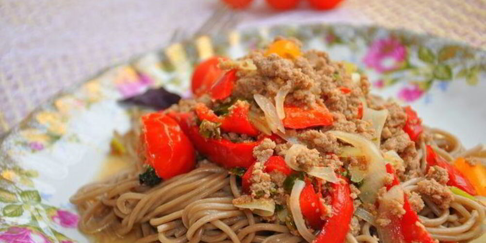 Рецепт гречневая лапша с овощами