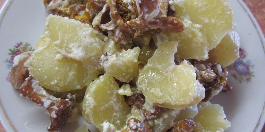 Рецепт грибы с картошкой в сметане