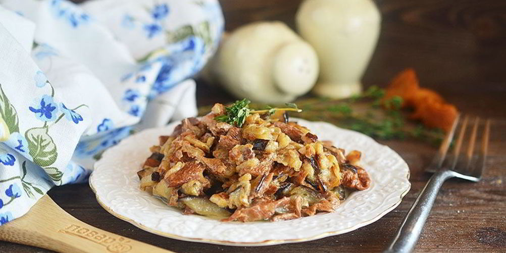 Рецепт лисички с баклажанами жареные