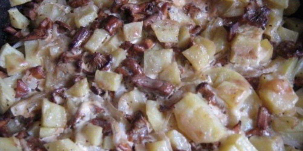 Рецепт лисички, запеченные под сыром