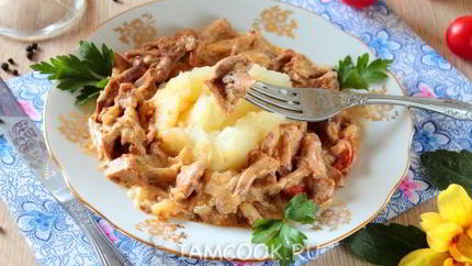 Лисички жареные в сметане