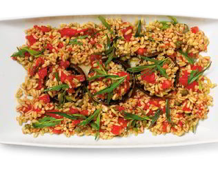 Шампиньоны с камутом, помидорами и эстрагоном