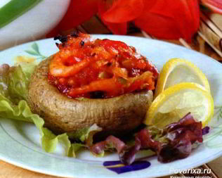 Запеченные фаршированные грибы