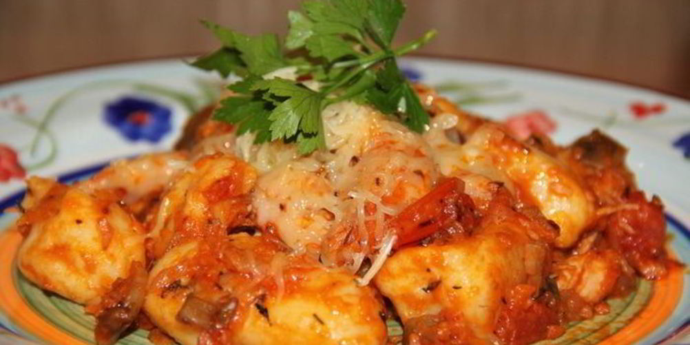 Рецепт картофельные ньокки с куриным филе и грибами