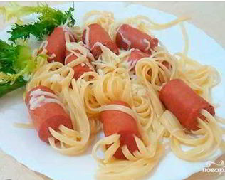 Лапша с сосисками