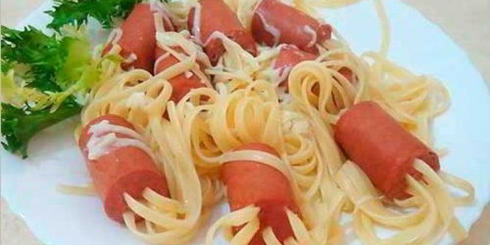 Рецепт лапша с сосисками
