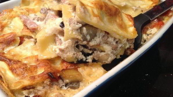 лазанья с баклажанами и индейкой
