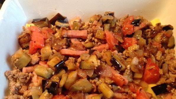 лазанья с баклажанами и индейкой