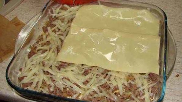 лазанья с фаршем и грибами