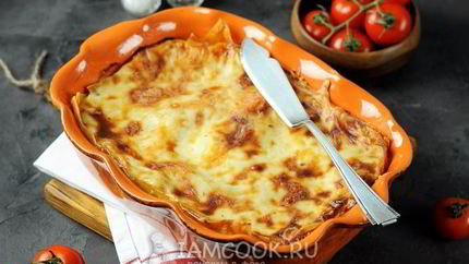 Лазанья с грибами и сыром