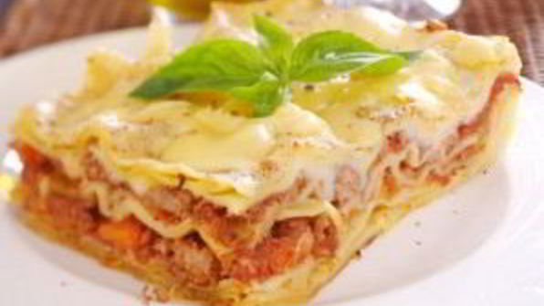 лазанья с грибами и ветчиной