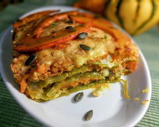 Лазанья с карамелизированной тыквой