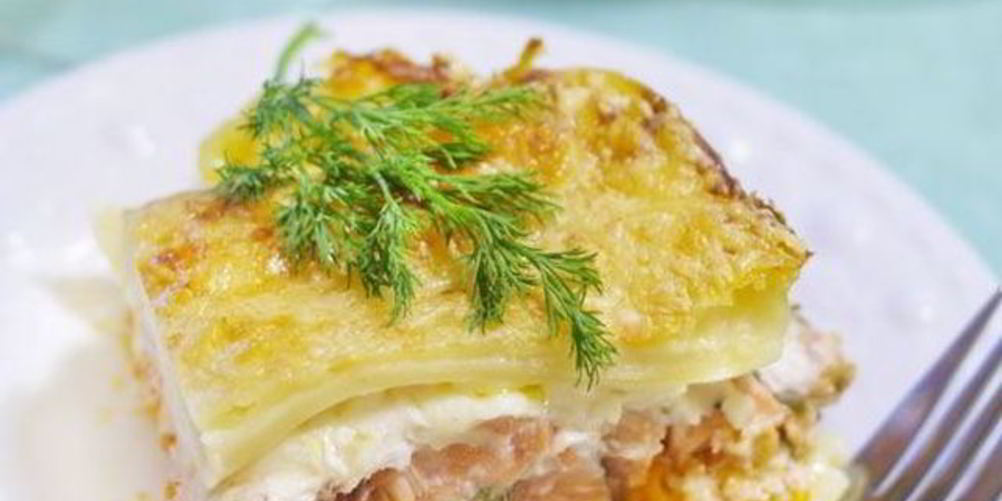 Рецепт лазанья с лососем и укропом