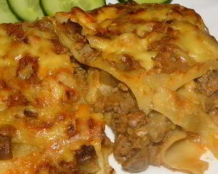 Лазанья с мясом и грибами