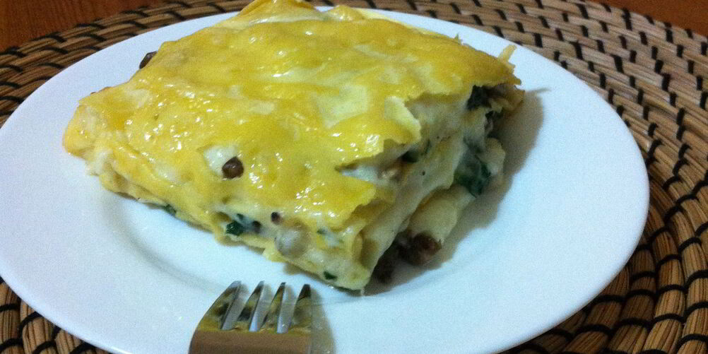 Рецепт лазанья с шампиньонами и сыром