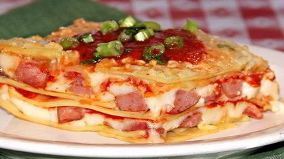 Лазанья с сосиской