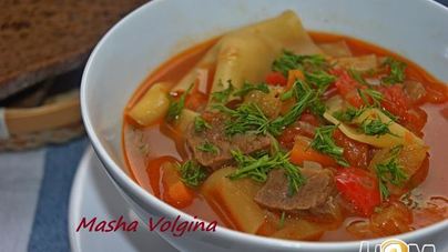 Лазанья-суп с говядиной и овощами