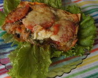 Овощная лазанья из лаваша с лечо и баклажаном