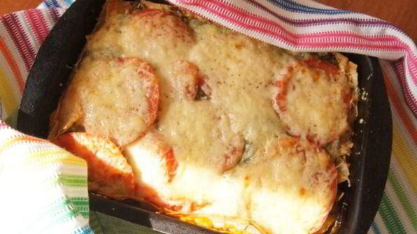 овощная лазанья из лаваша с лечо и баклажаном