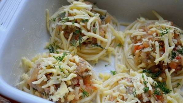 гнездышки из спагетти