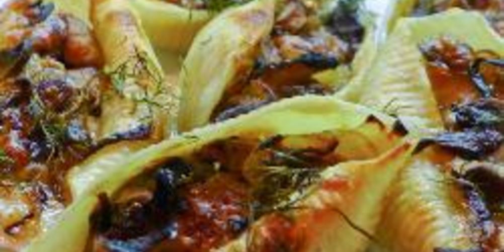 Рецепт макароны ракушки фаршированные грибами