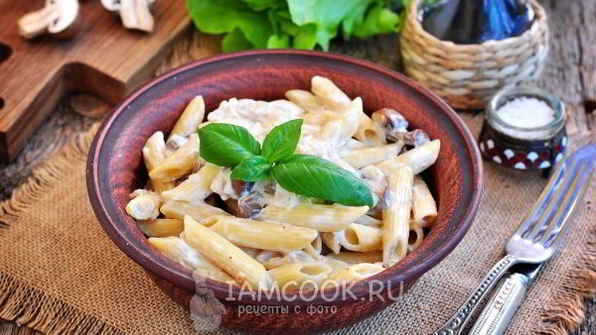 макароны с грибами в сметанном соусе