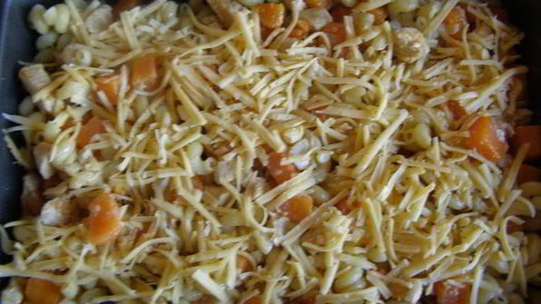 макароны с курицей и тыквой