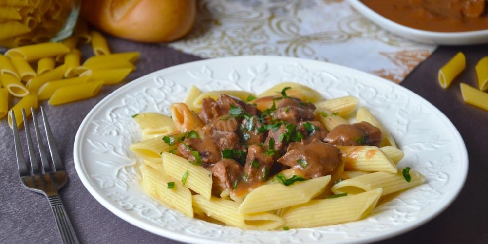 Рецепт макароны с мясом и подливой