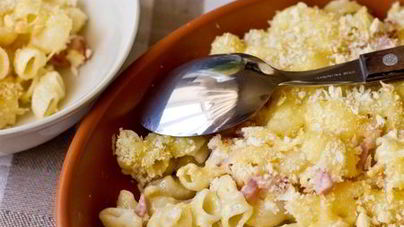 Макароны с сыром и ветчиной