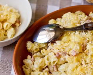 Макароны с сыром и ветчиной