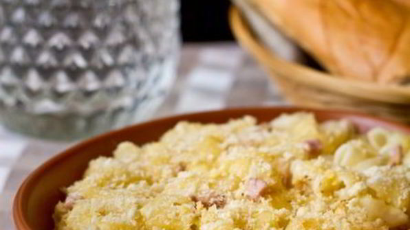 макароны с сыром и ветчиной