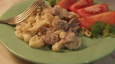 Паста из свинины со сметаной