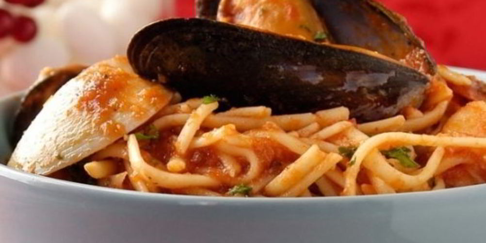 Рецепт паста с мидиями и креветками