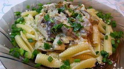 Паста с вешенками в сливочном соусе