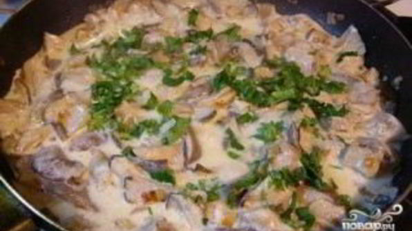 паста с вешенками в сливочном соусе