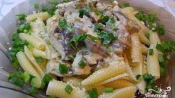 паста с вешенками в сливочном соусе