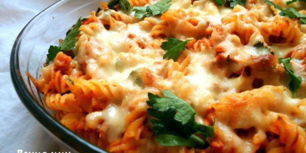 Рецепт паста, запеченная с тунцом и моцареллой