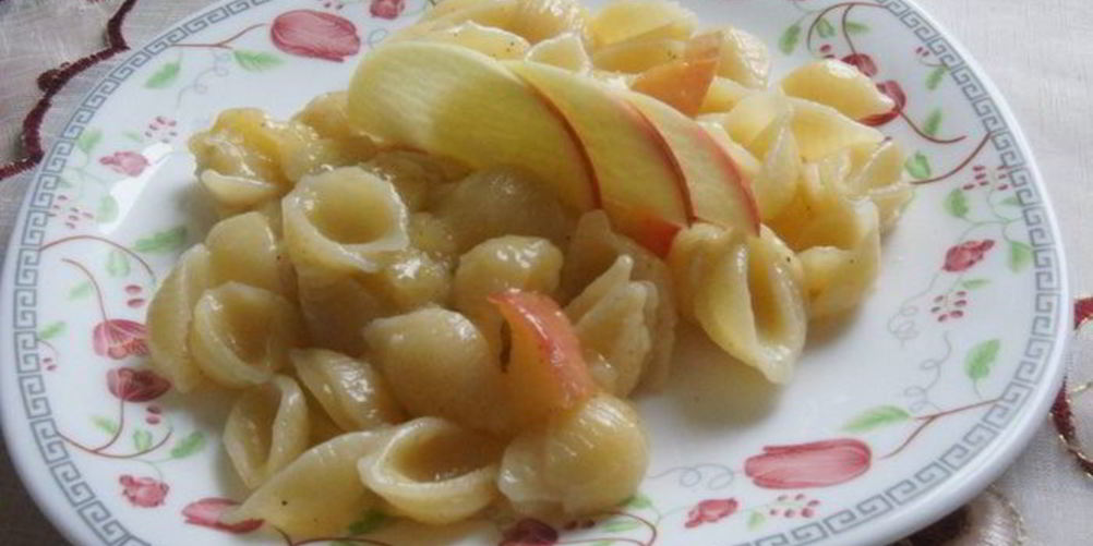 Рецепт сладкие макароны с фруктами