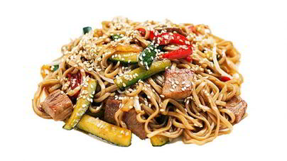 Соба с жареными огурцами