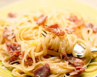 Спагетти карбонара с пармской ветчиной