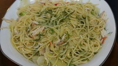 Спагетти с крабами и фенхелем