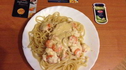 Спагетти с креветками