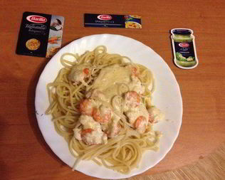 Спагетти с креветками