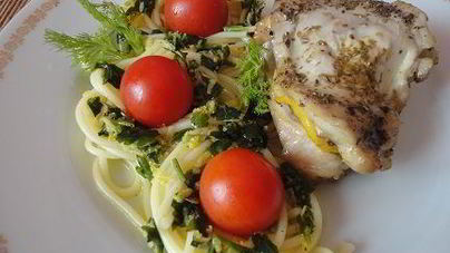 Спагетти с лимонным цыпленком