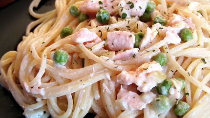 Спагетти с лососем в сливочном соусе