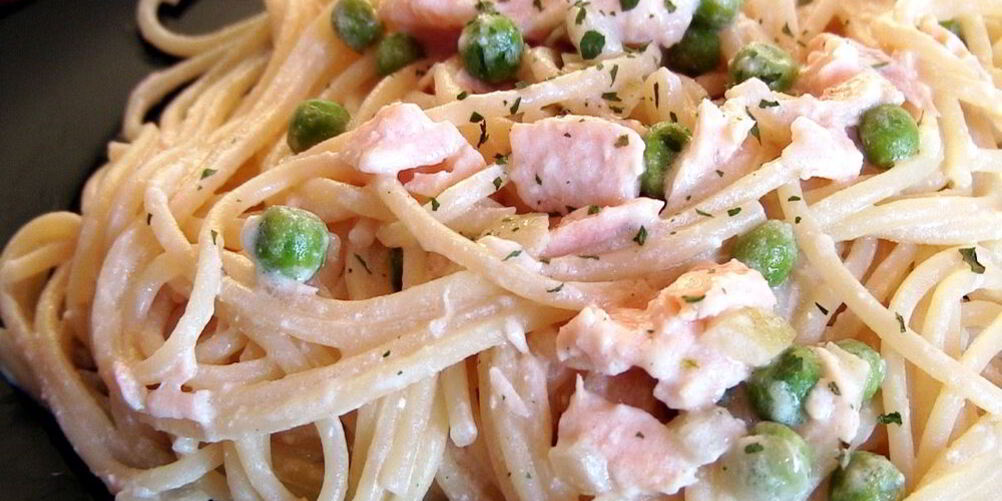 Рецепт спагетти с лососем в сливочном соусе