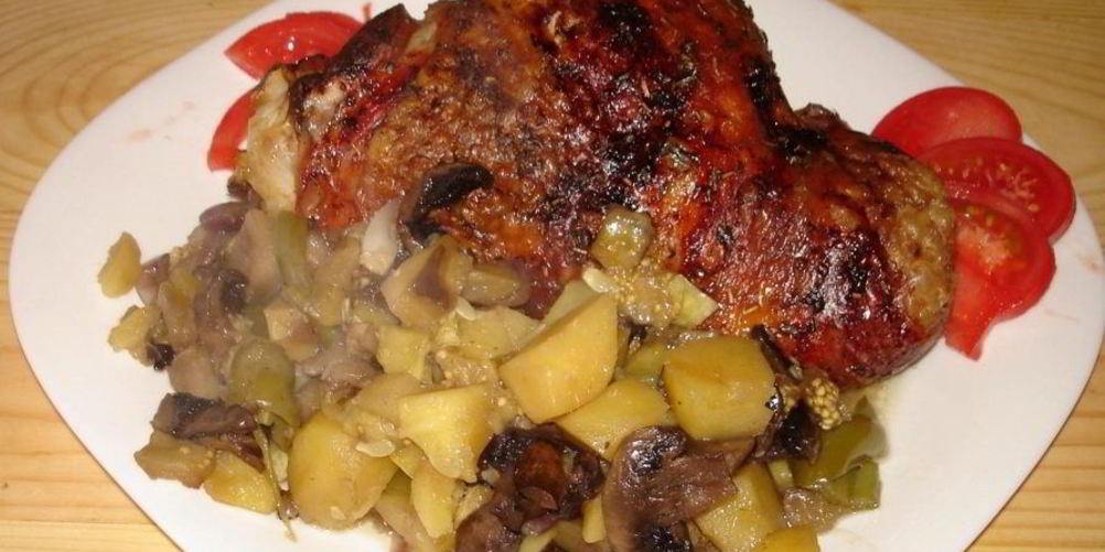 Рецепт бедро индейки с овощами