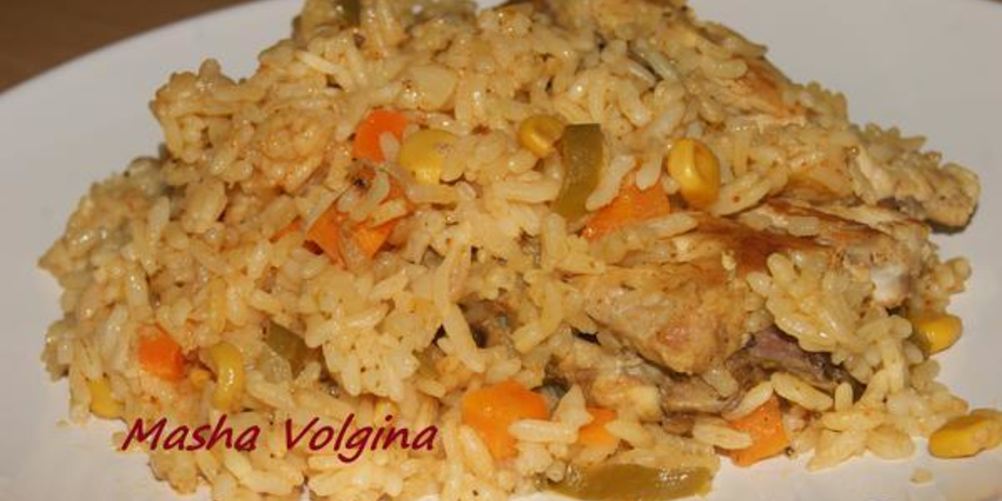 Рецепт курица с рисом и овощами