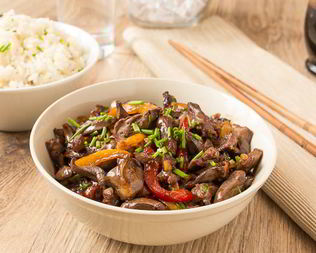 Стир-фрай из куриных сердечек